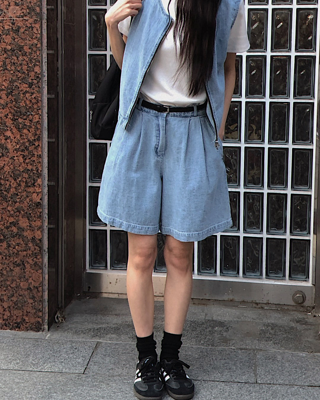 denim vest + shorts set