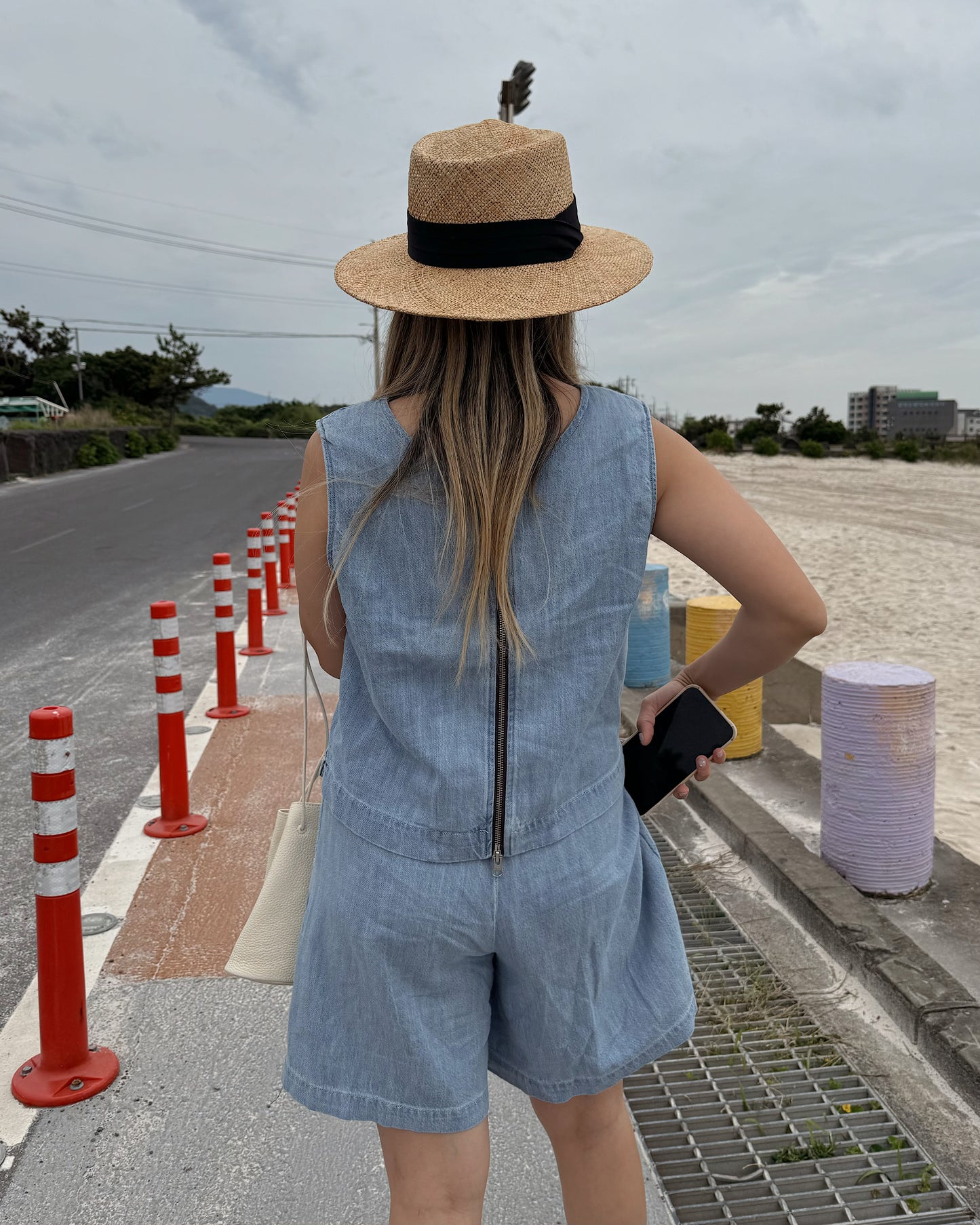 denim vest + shorts set