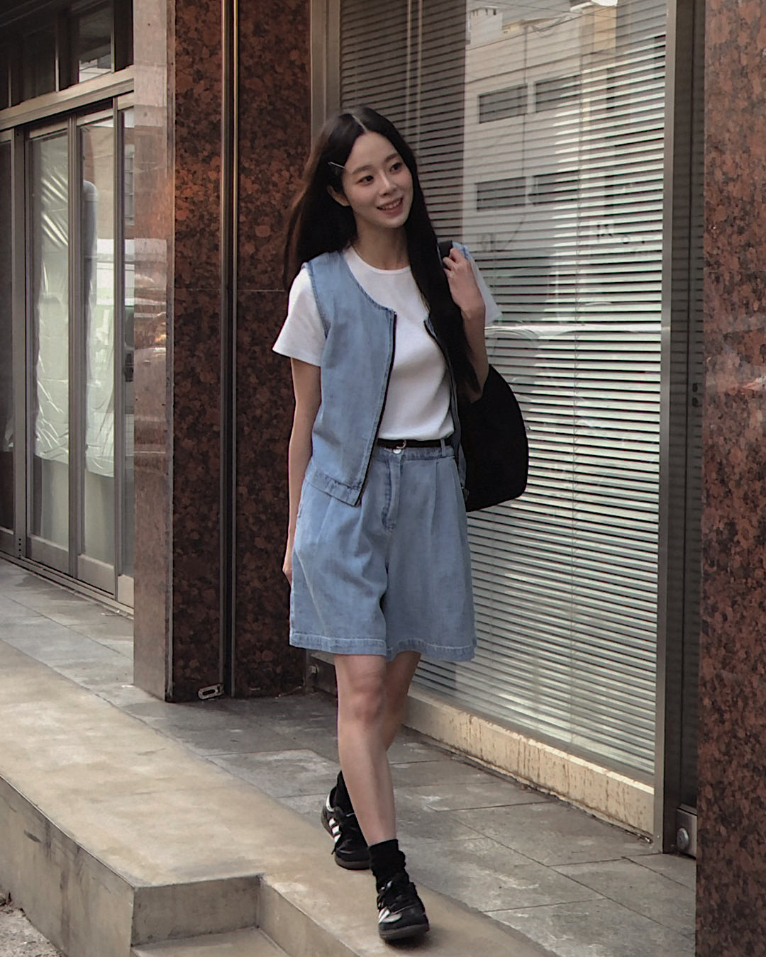 denim vest + shorts set