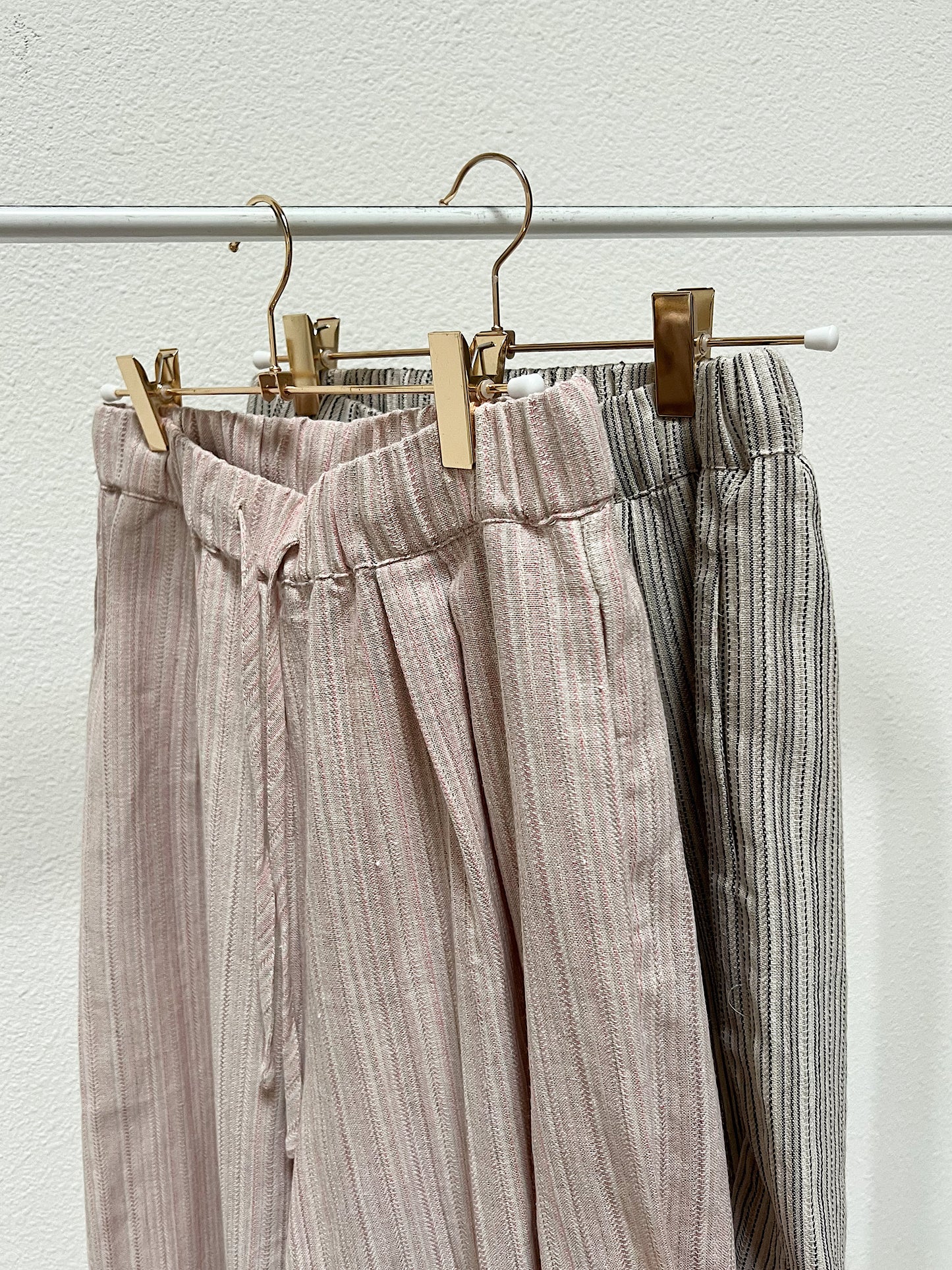 striped drawstring wide leg pants